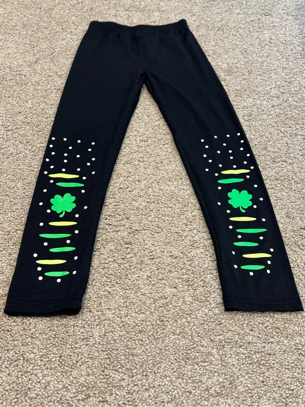 Girls Green Shamrock Ruffle Tunic & Black Leggings Matching Set Sz 7-8Y (7)
